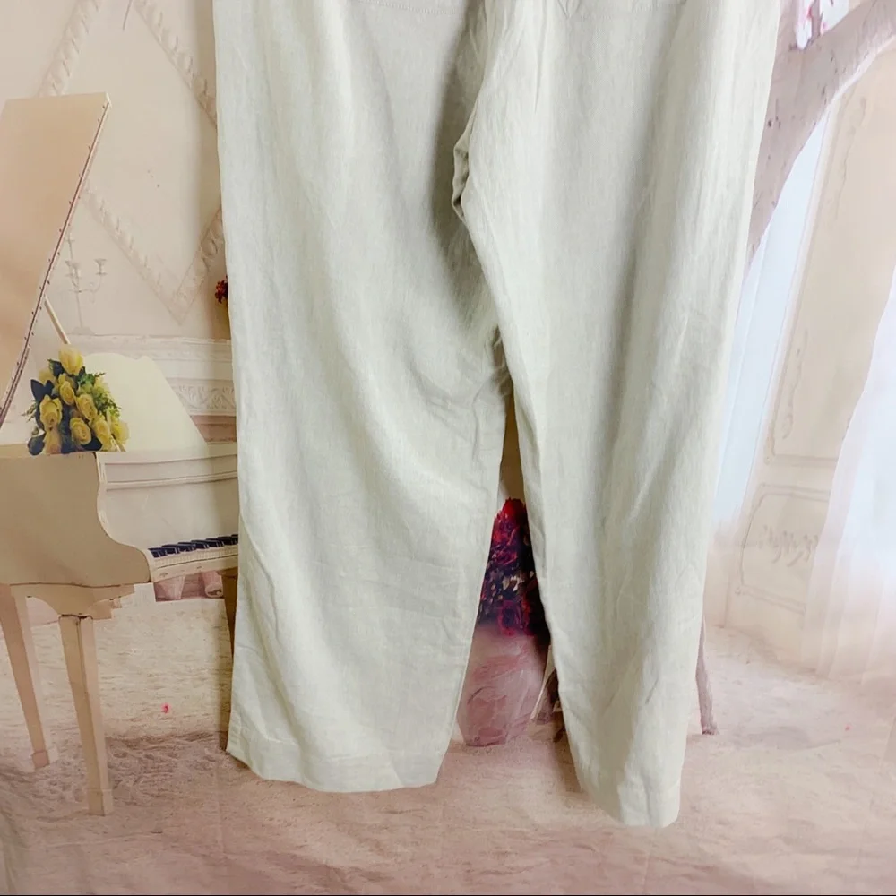 NEW Talbots Tan Easy Drawstring Linen Pant - Picture 6 of 10